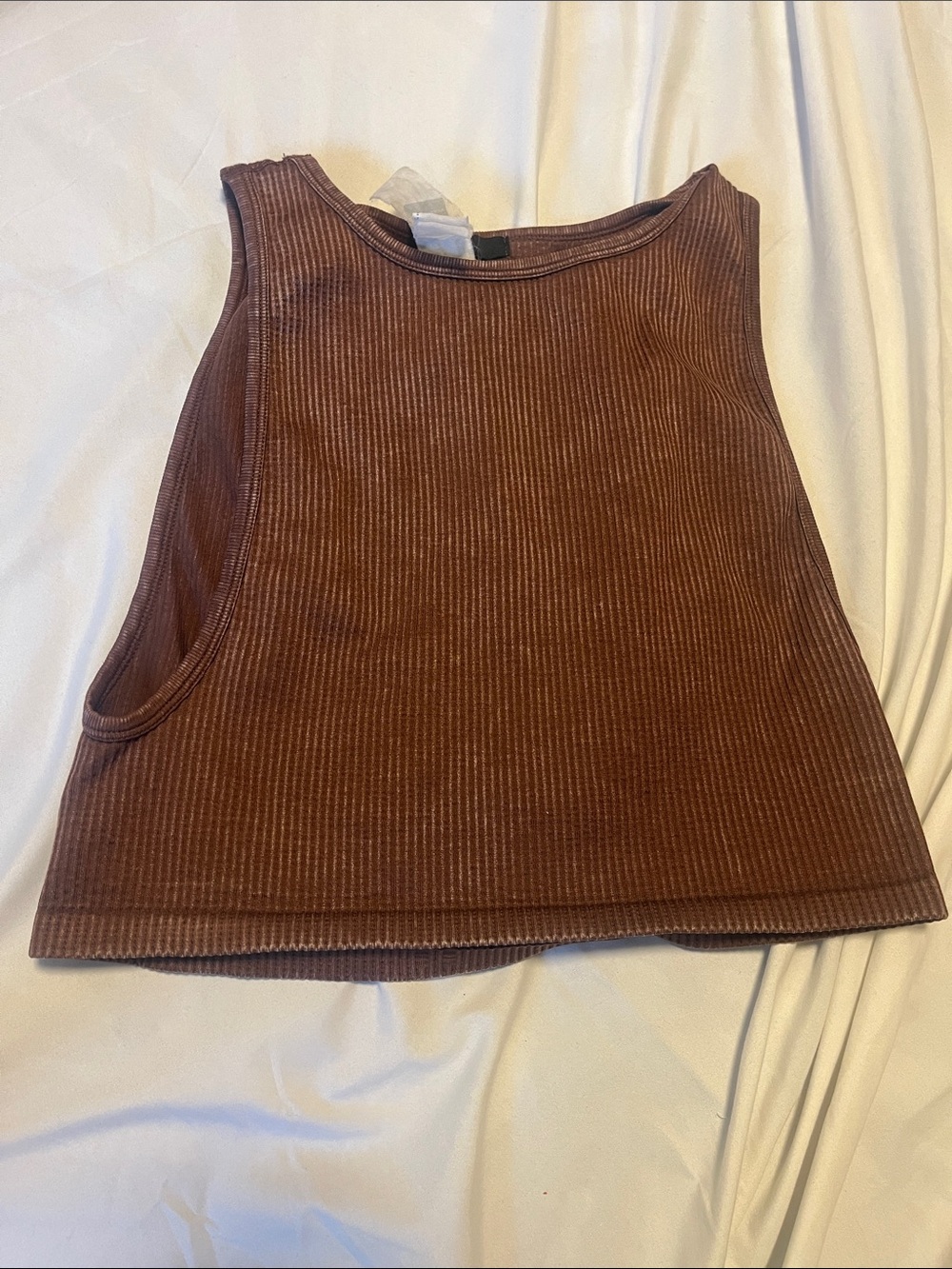 Forever 21 Ribbed Crop Tank Top - Chocolate Brown